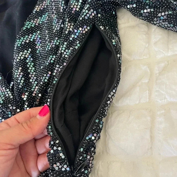 Ba&sh metallic chevron robe Flavie embellished mini dress - Picture 16 of 16